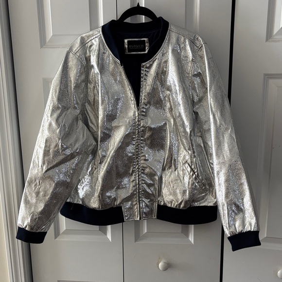 Eloquii Jackets & Blazers - Eloquii Silver Bomber Jacket